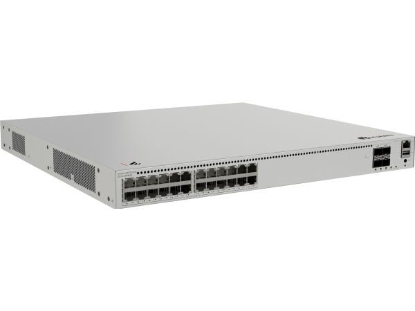 Huawei eKitEngine S310 Series S310-24PN4X - Switch - L2+ - Styrt - 24 x 10/100/1000/2.5G (PoE+) + 4 x 1 Gigabit / 10 Gigabit SFP+ - front til side ...
