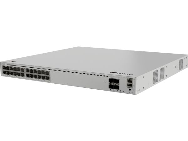Huawei eKitEngine S310 Series S310-24PN4X - Switch - L2+ - Styrt - 24 x 10/100/1000/2.5G (PoE+) + 4 x 1 Gigabit / 10 Gigabit SFP+ - front til side ...