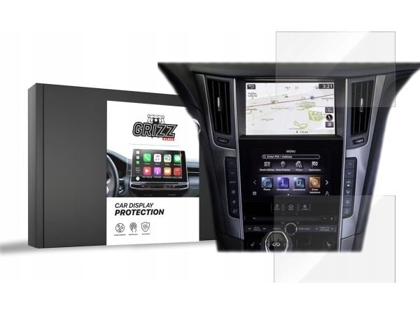 Bilradio GrizzGlass keramisk folieskjerm GrizzGlass CarDisplay beskyttelse for Infiniti Q60 2017-2020 [2-i-1]