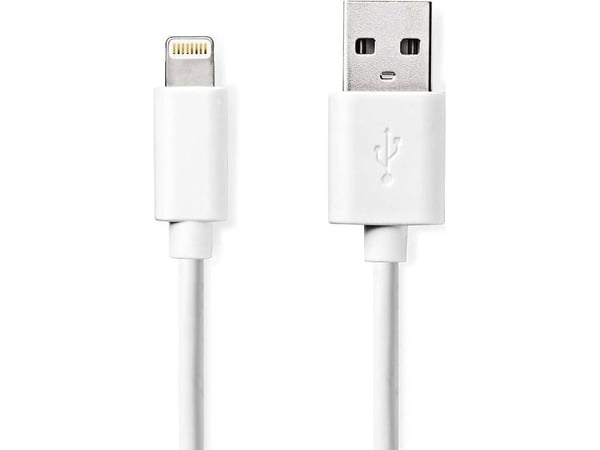 Nedis CCGL39300WT10, 1 m, Lightning, USB A, Hankjønn, Hankjønn, Hvit