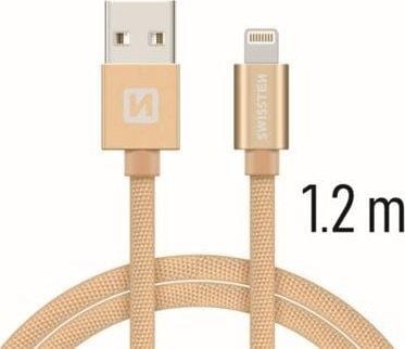 Swissten 71523204, 1,2 m, USB A, Lightning, Hanstik, Hanstik, Guld