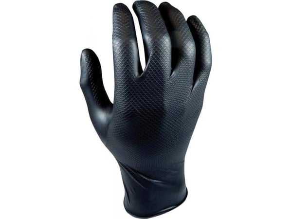 Engangshandske Grippaz 246BK str. M Nitril uden velourisering 0,15 mm Sort - (50 stk.)