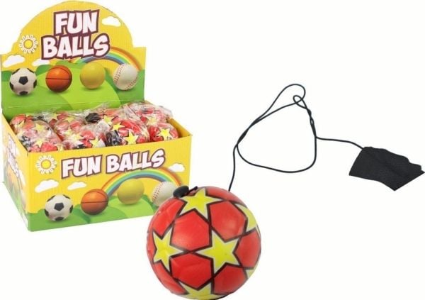 LeanToys fotball jojo med gummistropp 6 cm røde stjerner LeanToys fotball jojo med gummistropp 6 cm røde stjerner