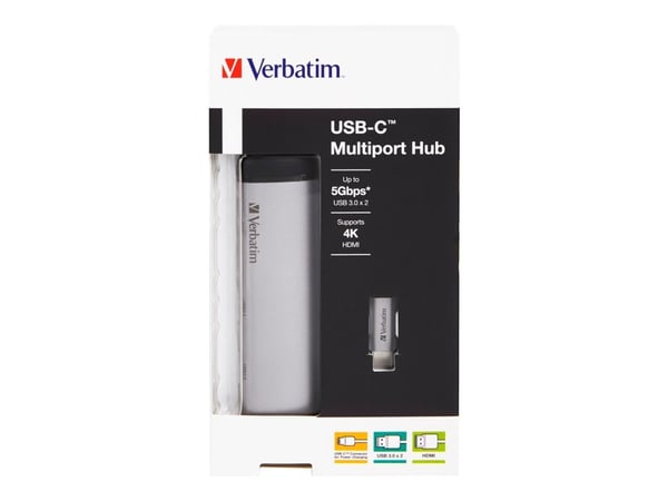 Verbatim - Hubb - 2 x SuperSpeed USB 3.0 + 1 x HDMI - skrivbordsmodell