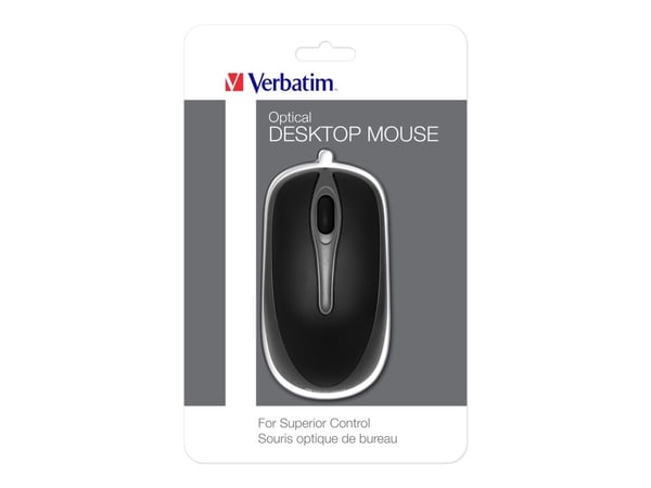 Verbatim Optical Desktop Mouse - Mus - høyre- og venstrehåndet - optisk - 3 knapper - kablet - USB - løsvekt