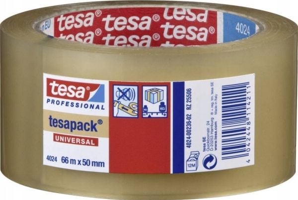 Tesa 04024 universal pakkbånd 66 m x 50 mm gjennomsiktig