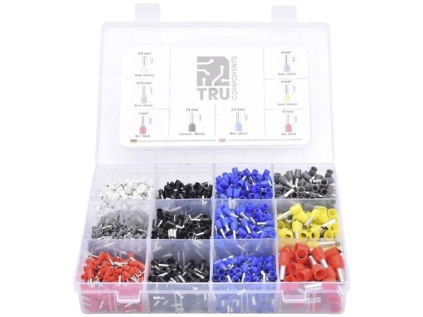 TRU COMPONENTS TC-12888372 Kaapelikengät valikoima 0.5 mm², 0.75 mm², 1 mm², 1.5 mm², 2.5 mm², 4 mm², 6 mm², 10 mm² Osittain eristetty 1800 kpl