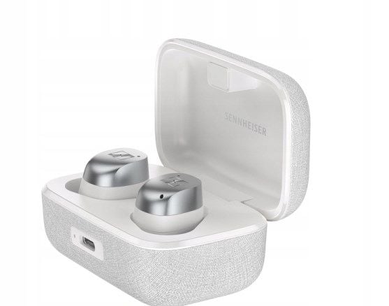 Sennheiser MOMENTUM True Wireless 4 - True wireless-hodetelefoner med mikrofon - i øret - Bluetooth - aktiv støydemping - hvit sølvfarge