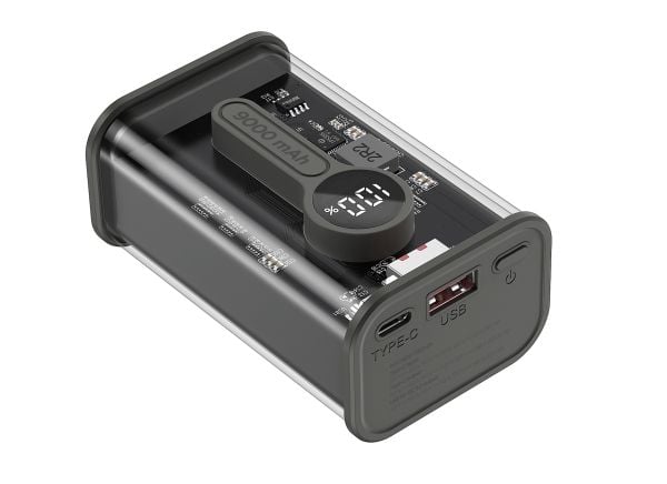 Gembird PB09-TQC3-01, 9000 mAh, Litium polymeeri (LiPo), Quick Charge 3.0, 40 W, musta, Läpinäkyvä