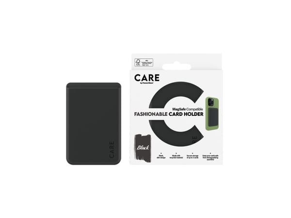 CARE by PanzerGlass - Magnetkortholder - MagSafe-samsvar - svart - for Apple iPhone 12, 13, 14
