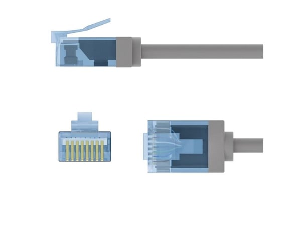 Ultraflexibel nätverkskabel CAT 6A, smal, U/UTP, grå