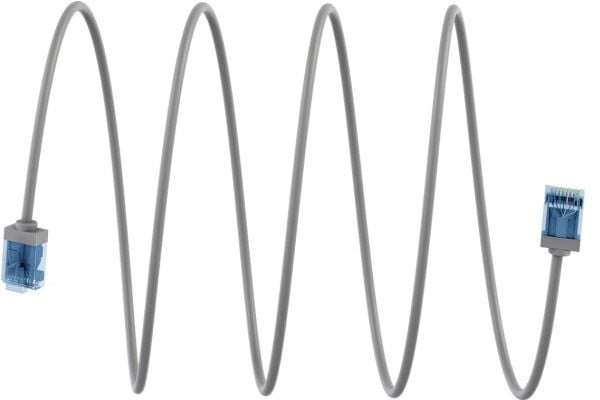 Ultraflexibel nätverkskabel CAT 6A, smal, U/UTP, grå