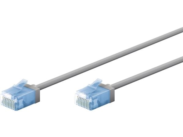 Ultraflexibel nätverkskabel CAT 6A, smal, U/UTP, grå