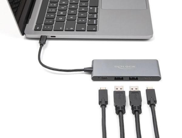 Delock - Hub - 10 Gbps - 2 x USB 3.2 Gen 2 + 2 x USB-C 3.2 Gen 2 - stasjonær