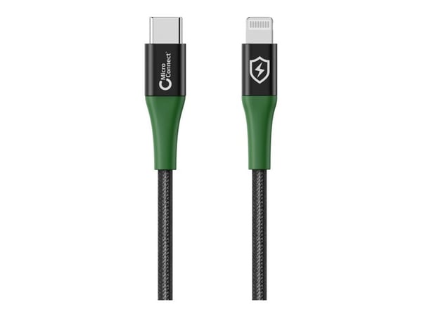 Microconnect MC-SMART USB C-L-2, 2 m, Lightning, USB C, Uros, Uros, musta, Vihreä
