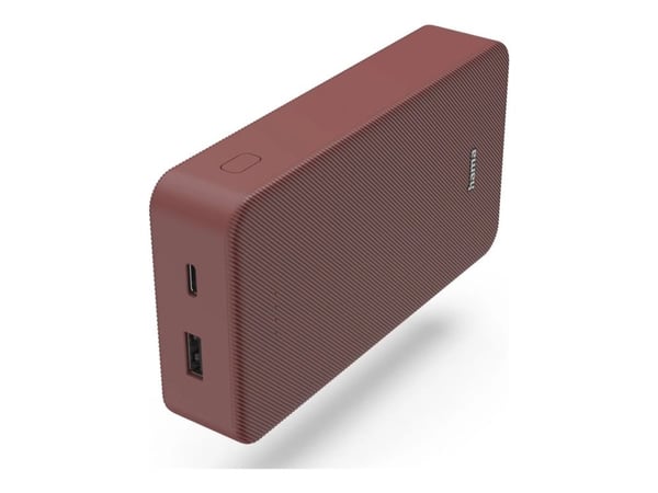 Hama Colour 20 - Strømbank - 20000 mAh - 74 Wh - 3 A - Fast Charge - 2 utgangskontakter (USB, USB-C) - på kabel: USB-C - rød