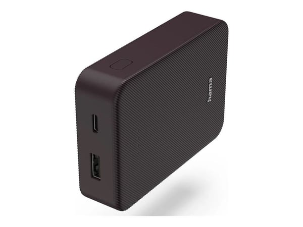 Hama Colour 10 - Strømbank - 10000 mAh - 37 Wh - 3 A - Fast Charge - 2 utgangskontakter (USB, USB-C) - på kabel: USB-C - plomme (lilla)