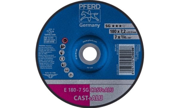 PFERD 62217681, Kutteskive, Aluminium, Støpejern, 18 cm, Alle merker, Flatt senter, 2,22 cm