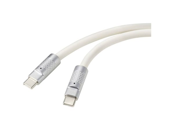 Renkforce RF-6056876, 1 m, USB C, USB C, USB 2.0, 0,48 Gbit/s, Hopea, Valkoinen