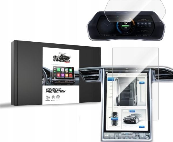 GrizzGlass keramisk film GrizzGlass CarDisplay Protection til Tesla Model X 2016-2021 [2-i-1]
