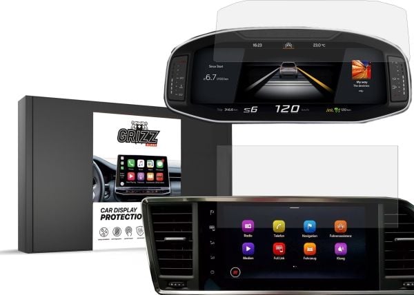 GrizzGlass matt folie CarDisplay-beskyttelse for Seat Ateca 9,2" 2020 [2w1]