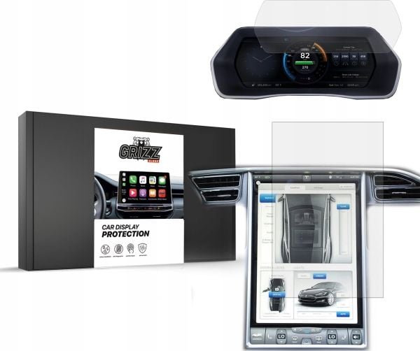 GrizzGlass matt film for bilskjerm beskyttelse til Tesla Model S 2013-2021 [2-i-1]