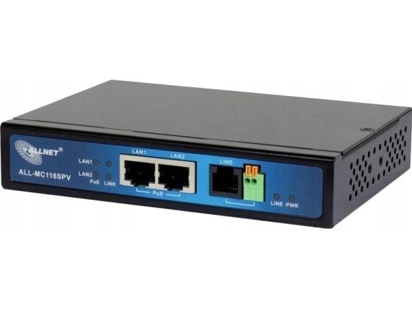 ALLNET ALL-MC116SPV-VDSL2, 10BASE-T, 100BASE-T, DMT, IEEE 802.3ab, IEEE 802.3u, IEEE 802.3z, Sort, ADSL (RJ-11), Ethernet (RJ-45), Metall