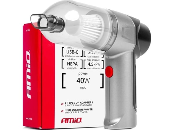 Käsikäyttöinen imuri AMiO johdoton auton imuri hepa 40w 4000mah amio-03692