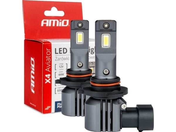 AMiO bilpærer LED serie x4 Aviator HB3/HIR1 9011/H10 6500K CANBUS (AMIO-03766)