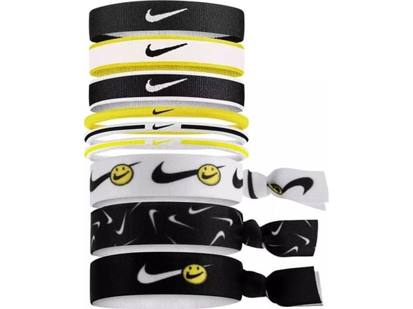 Nike hårbånd Mixed Ponytail Holders 9 stk sort/hvit/gul N0003537032OS