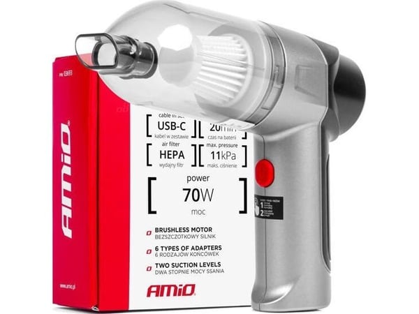 AMiO AMIO-03693 trådløs bilstøvsuger - børsteløs - HEPA - 70W - 4000 mAh