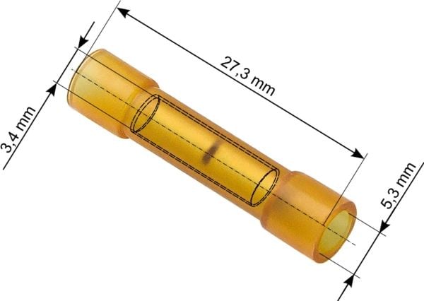 Puhallus Juotoskosketin johdinsidontaan 27,3 5,3 3,4 keltainen