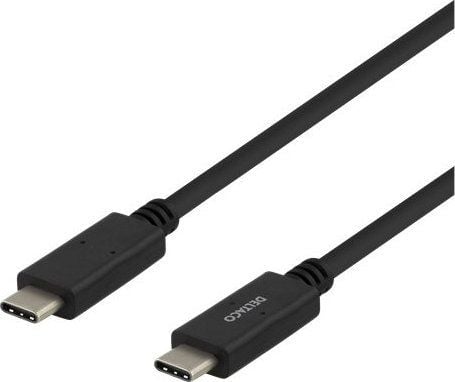 DELTACO - USB-kabel - 24 pin USB-C (hann) til 24 pin USB-C (hann) - USB 2.0 - 3 A - 1 m - svart