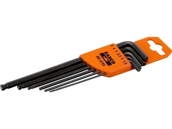 Bahco Sekskantnøkkelsett m. kule, metrisk. 6 stk, L-formet hex-nøkkelsett, Metrisk, 6 stykker, 1.5,2,2.5,3,4,5 mm, 60 g