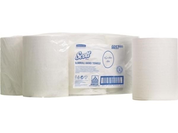 Scott SLIMROLL - Papirklut - AIRFLEX-tøy - rull - 165 m - hvit (en pakke 6) - for P/N: 11833