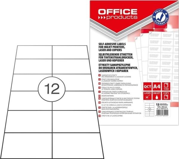 Office Products etiketter A4 105x48 mm hvit (100)