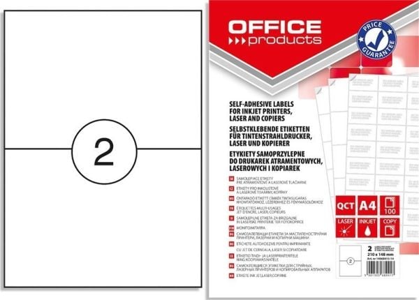 Office Products A4-etiketter 210x148 mm hvit (100)