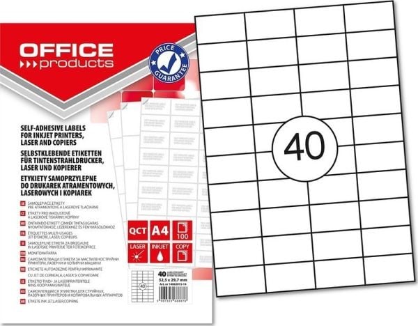 Office Products etiketter Office Products A4 52,5x29,7 mm hvite (100)