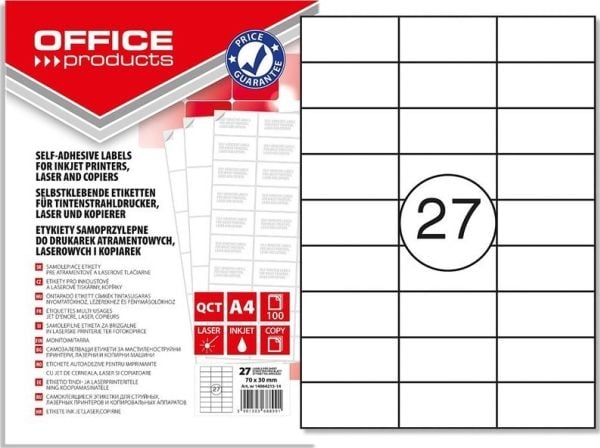 Office Products etiketter 70x30 mm hvite (100)