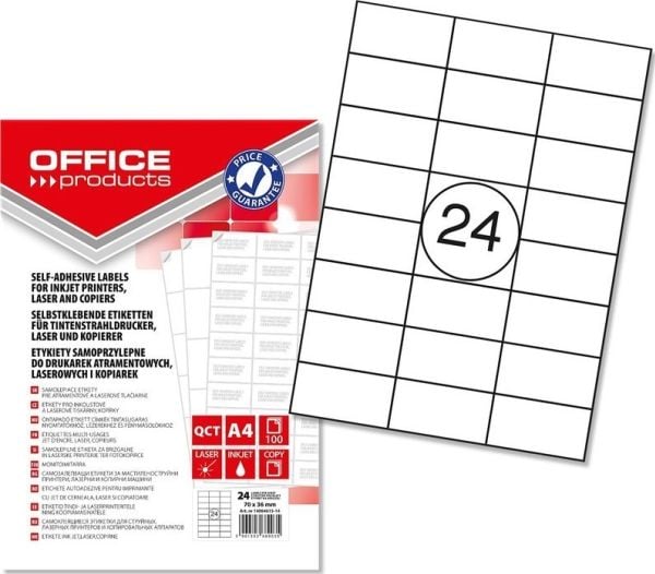 Office Products etiketter Office Products A4 70x36 mm hvite (100)