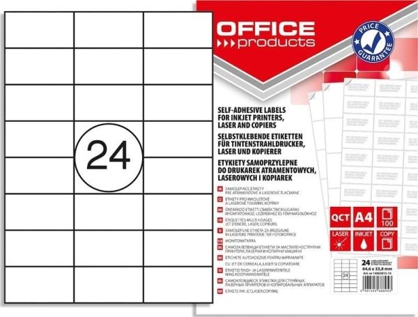Office Products etiketter A4 64,6 x 33,8 mm vita (100)
