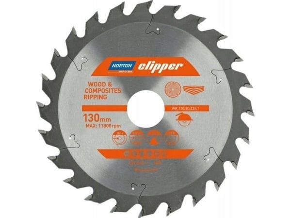 NORTON sirkelsagblad 130mm x 20mm x 24z tre og kompositter ATB (2,6 / 1,6)