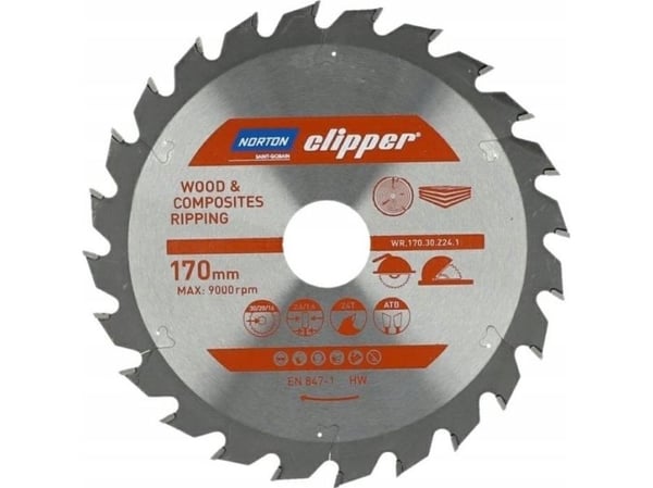 NORTON sirkelsagblad 170mm x 30mm x 24z tre og kompositter ATB (2,6 / 1,6)
