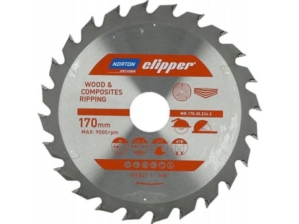 NORTON sagblad 170 mm x 30 mm x 24 T tre og kompositter ATB (2,8 / 1,8)