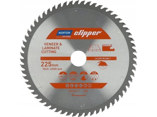 Norton NORTON SIRKULSAG 225 mm x 30 mm x 60z LAMINAT OG FINALER (2,6/1,6)