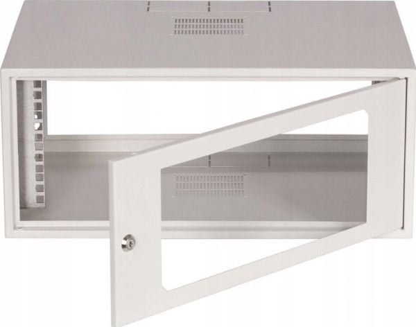 Sabaj veggskap SIMPLE 19 4Ux555x400 mm IP20 sideplater fullstendige, dører med glass RAL 7035 19-8006SZWS-19-4U-40-DS