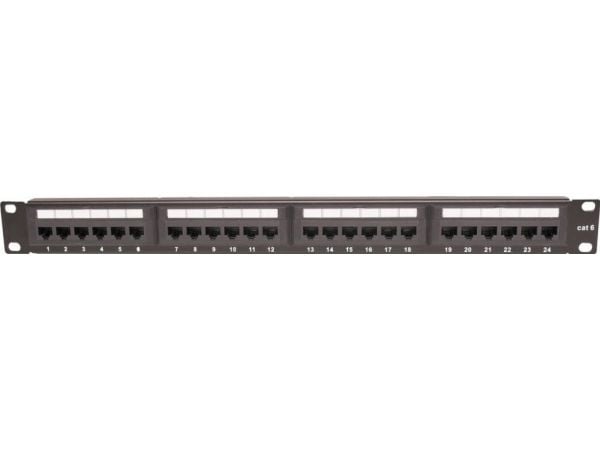 TKH Cat.6 panel 19 tommer 1U 24xRJ45 UTP svart CCAS-PA6-24UTP