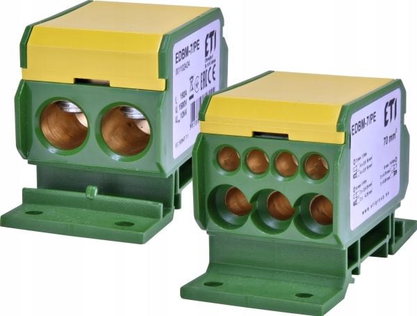 ETI Polam kopplings-/fördelningsblock 192A (2x4-70mm2/3x2,5-25mm2+4x2,5-16mm2) EDBM-7/PE gul/grön 001102424