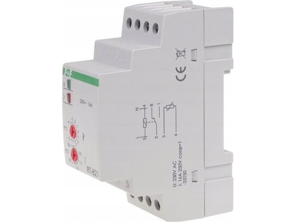 F&amp;F RT-821B lämpötilansäädin -4-5st C 16A 1NO/NC 230V AC DIN-kiskoon ilman RT-anturia