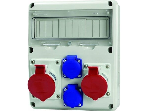 Scame 1x32A/5P 1x16A/5P 2x230V 11 moduulia IP44-54 Enerbox Scame 633.3122 harmaa rakennekaappi